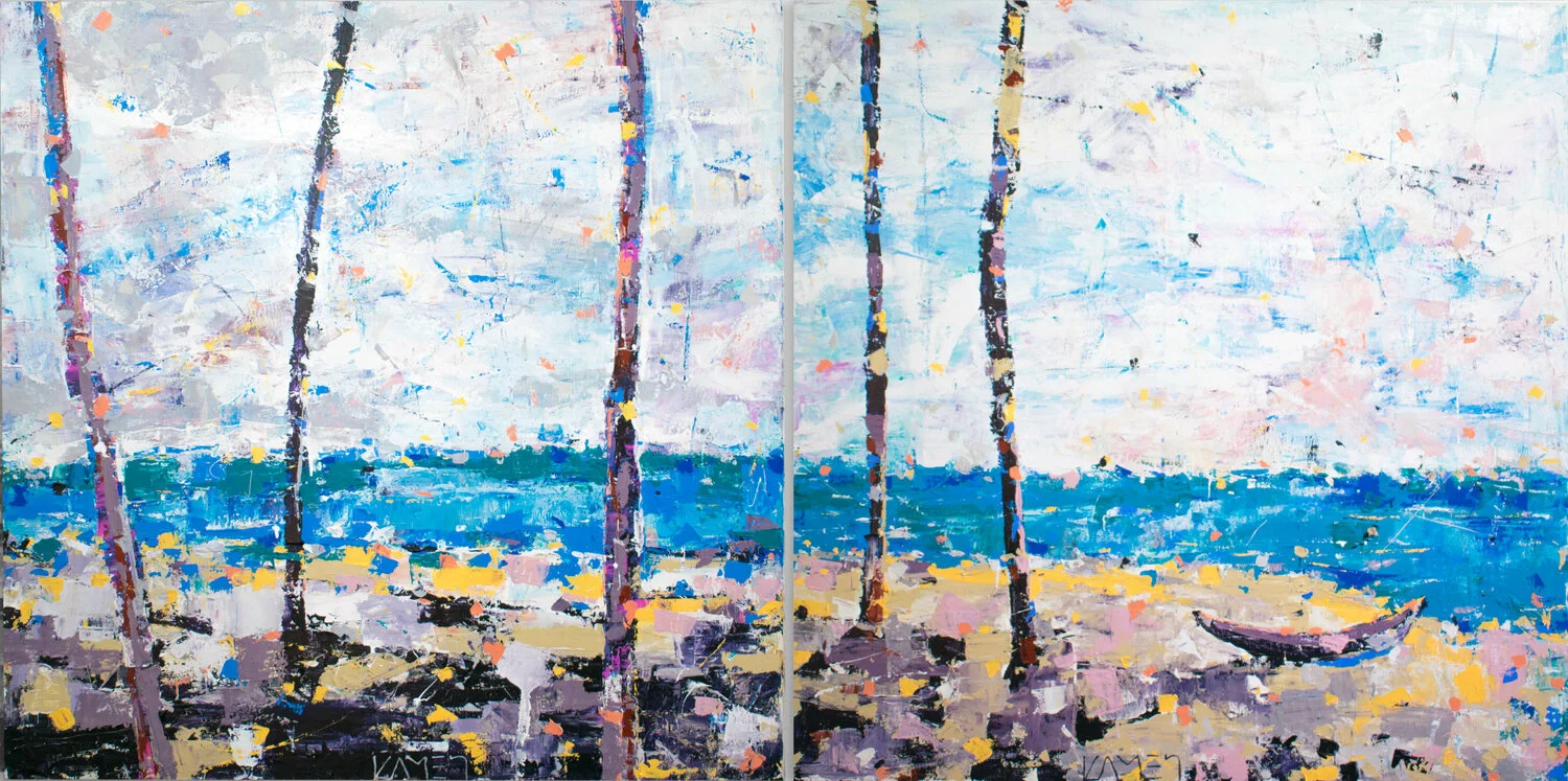 Boat, Beach, Ocean, Trees